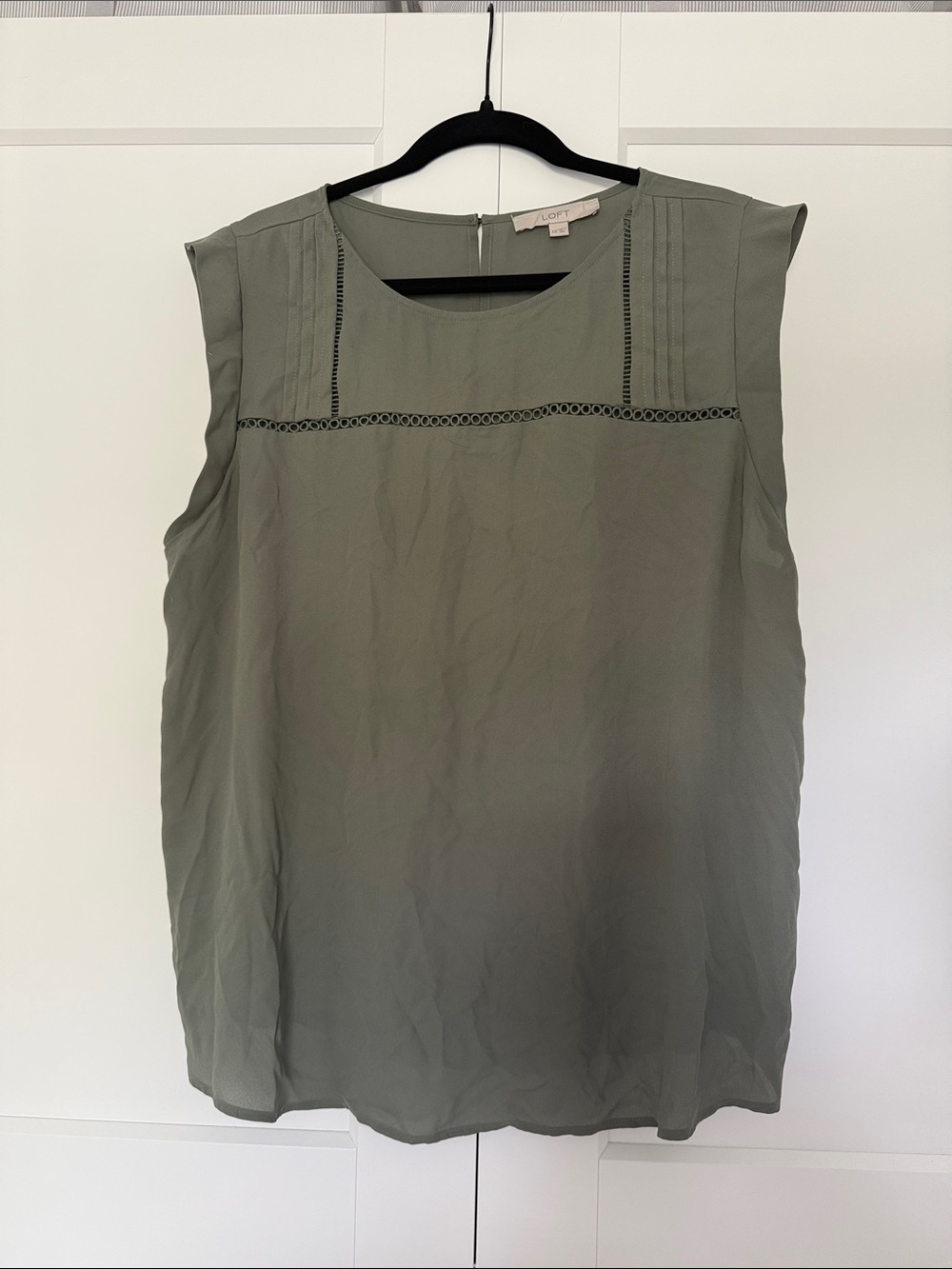 LOFT Olive Green Sleeveless Pintuck Camisole